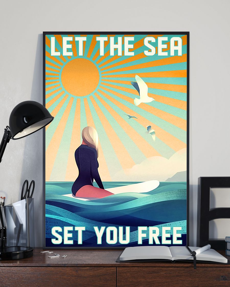 Surfing Poster Vintage Room Home Decor Wall Art Gifts Idea - Mostsuit Let The Sea Set Your Free