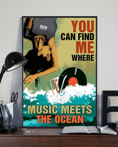 Vinyl Records Canvas Prints You Can Find Me Where Music Meets The Ocean Vintage Wall Art Gifts Vintage Home Wall Decor Canvas - Mostsuit