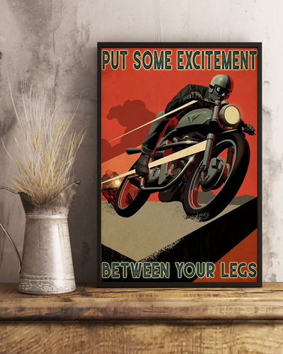 Biker Poster Put Some Excitement Between Your Legs Vintage Room Home Decor Wall Art Gifts Idea - Mostsuit
