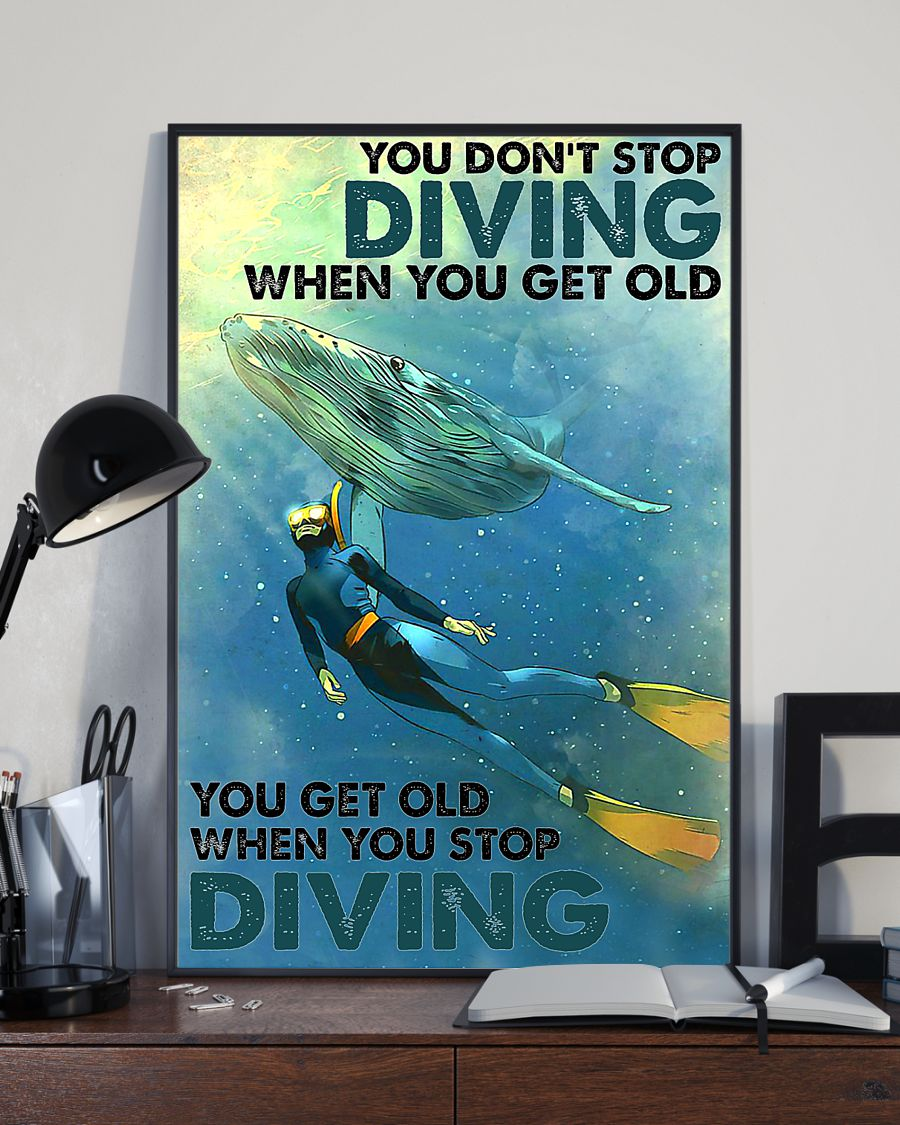 Scuba Diving Poster You Don't Stop Diving When You Get Old Vintage Room Home Decor Wall Art Gifts Idea - Mostsuit