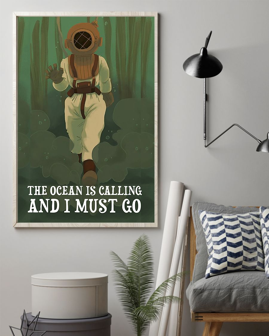 Scuba Diving Canvas Prints The Ocean Is Calling And I Must Go Vintage Wall Art Gifts Vintage Home Wall Decor Canvas - Mostsuit