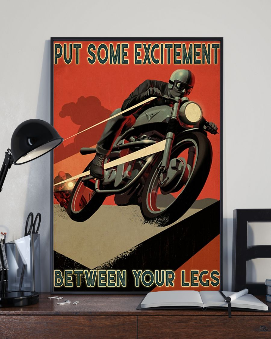 Biker Canvas Prints Put Some Excitement Between Your Legs Vintage Wall Art Gifts Vintage Home Wall Decor Canvas - Mostsuit
