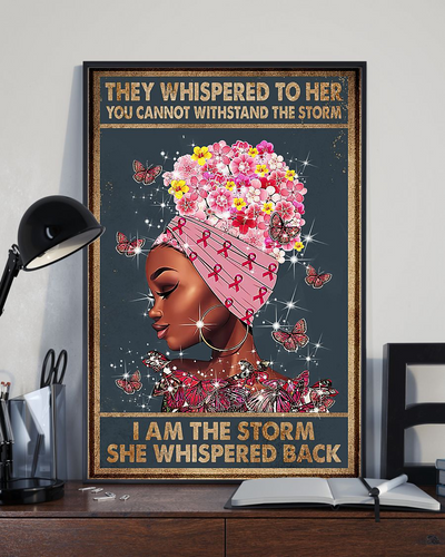 Afro Woman Black Girl Breast Cancer Canvas Prints I Am The Storm Hope Vintage Wall Art Gifts Vintage Home Wall Decor Canvas - Mostsuit