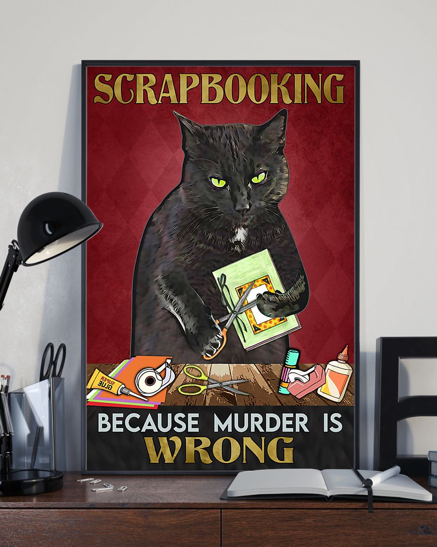 Scrapbooking Black Cat Poster Scrapbooking Because murder is wrong Vintage Room Home Decor Wall Art Gifts Idea - Mostsuit