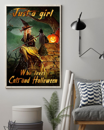 Cats And Halloween Loves Poster Vintage Room Home Decor Wall Art Gifts Idea - Mostsuit