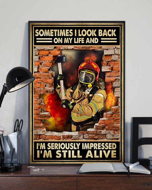 Firefighter Canvas Prints Sometimes I Look Back On My Life Vintage Wall Art Gifts Vintage Home Wall Decor Canvas - Mostsuit