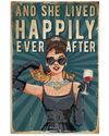 Cat Wine Canvas Prints And She Lived Happily Ever After Vintage Wall Art Gifts Vintage Home Wall Decor Canvas - Mostsuit