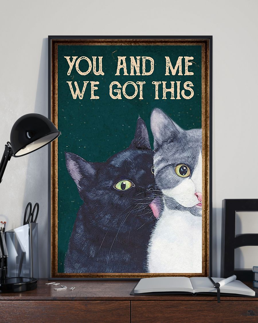 Cat Couple Canvas Prints You And Me We Got This Husband Wife Vintage Wall Art Gifts Vintage Home Wall Decor Canvas - Mostsuit