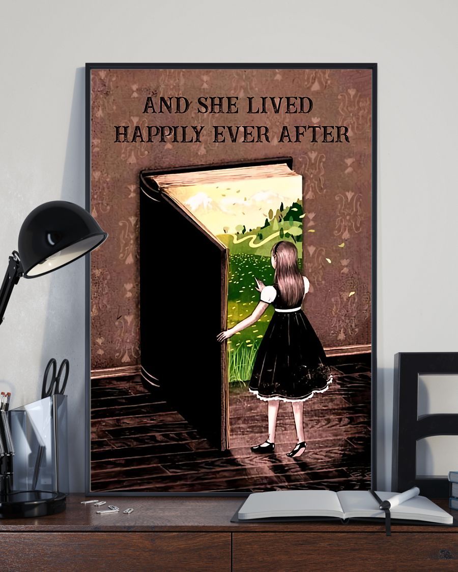 Book Girl Canvas Prints And She Lived Happily Ever After Vintage Wall Art Gifts Vintage Home Wall Decor Canvas - Mostsuit