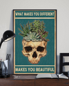 Succulent Skull Canvas Prints What Makes You Different Makes You Beautiful Vintage Wall Art Gifts Vintage Home Wall Decor Canvas - Mostsuit