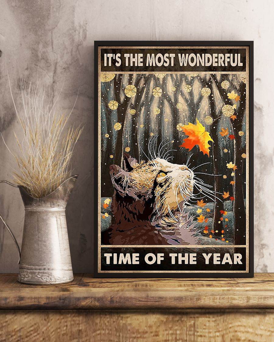 Cat Autumn Canvas Prints It's The Most Wonderful Time Of The Year Vintage Wall Art Gifts Vintage Home Wall Decor Canvas - Mostsuit