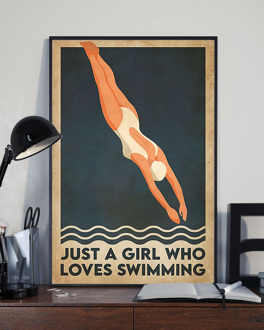Swimmer Just A Girl Who Loves Swimming Canvas Prints Vintage Wall Art Gifts Vintage Home Wall Decor Canvas - Mostsuit