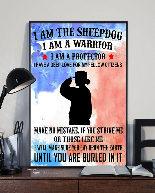 Saluting I Am A Warrior Protector Veteran Poster Vintage Room Home Decor Wall Art Gifts Idea - Mostsuit