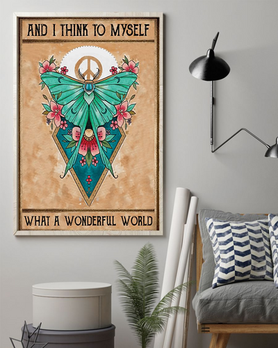 Butterfly Peace Poster And I Think To Myself What A Wonderful World Vintage Room Home Decor Wall Art Gifts Idea - Mostsuit