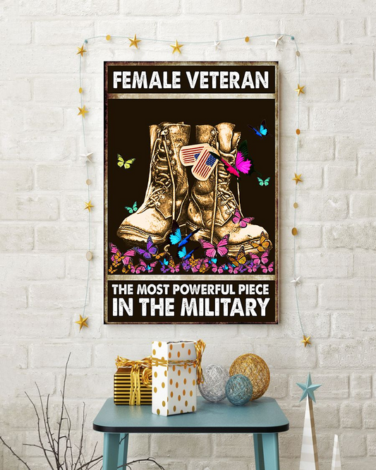Female Veteran Canvas Prints The Most Powerful Piece In The Military Vintage Wall Art Gifts Vintage Home Wall Decor Canvas - Mostsuit