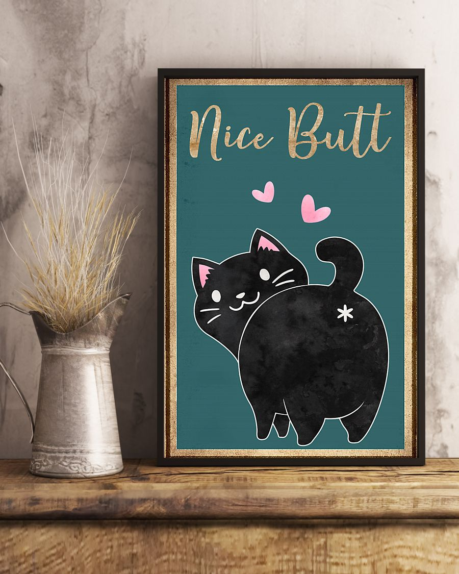 Black Cat Nice Butt Funny Poster Cat Loves Vintage Room Home Decor Wall Art Gifts Idea - Mostsuit