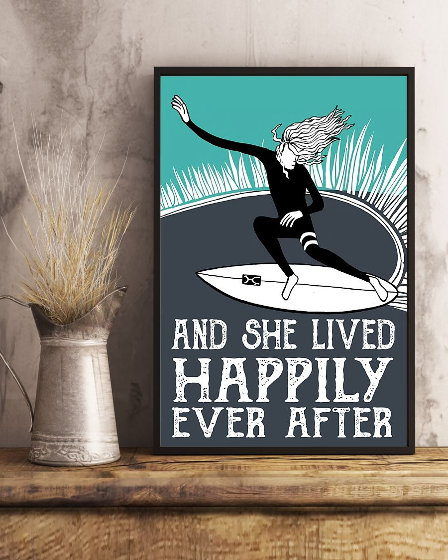 Surfing Poster And She Lived Happily Ever After Vintage Room Home Decor Wall Art Gifts Idea - Mostsuit