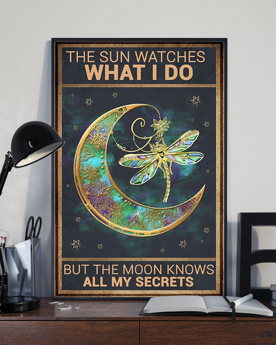 Dragonfly And Moon Canvas Prints The Sun Watches What I Do Vintage Wall Art Gifts Vintage Home Wall Decor Canvas - Mostsuit