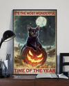 Black Cat Pumpkin Canvas Prints The Most Wonderful Time Of The Year Halloween Vintage Wall Art Gifts Vintage Home Wall Decor Canvas - Mostsuit