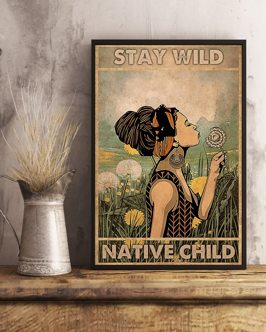 Stay Wild Native Child Canvas Prints Vintage Wall Art Gifts Vintage Home Wall Decor Canvas - Mostsuit