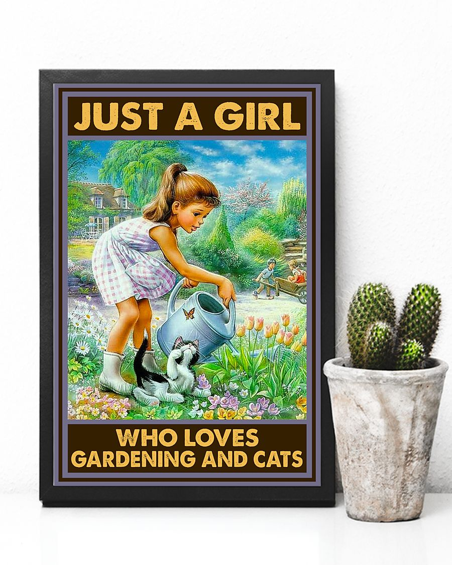 Cat Garden Canvas Prints Just A Girl Who Loves Gardening And Cats Vintage Wall Art Gifts Vintage Home Wall Decor Canvas - Mostsuit