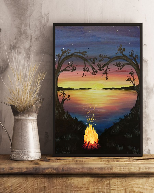Camping Campfire Lake Loves Poster Vintage Room Home Decor Wall Art Gifts Idea - Mostsuit