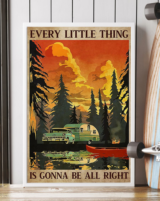 Camping Canvas Prints Every Little Thing is Gonna Be Alright Vintage Wall Art Gifts Vintage Home Wall Decor Canvas - Mostsuit