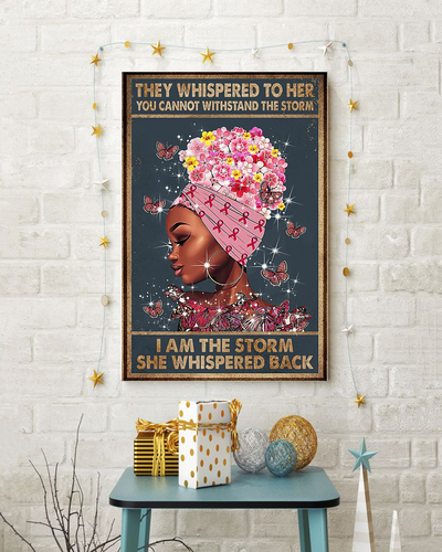Afro Woman Black Girl Breast Cancer Poster I Am The Storm Hope Vintage Room Home Decor Wall Art Gifts Idea - Mostsuit