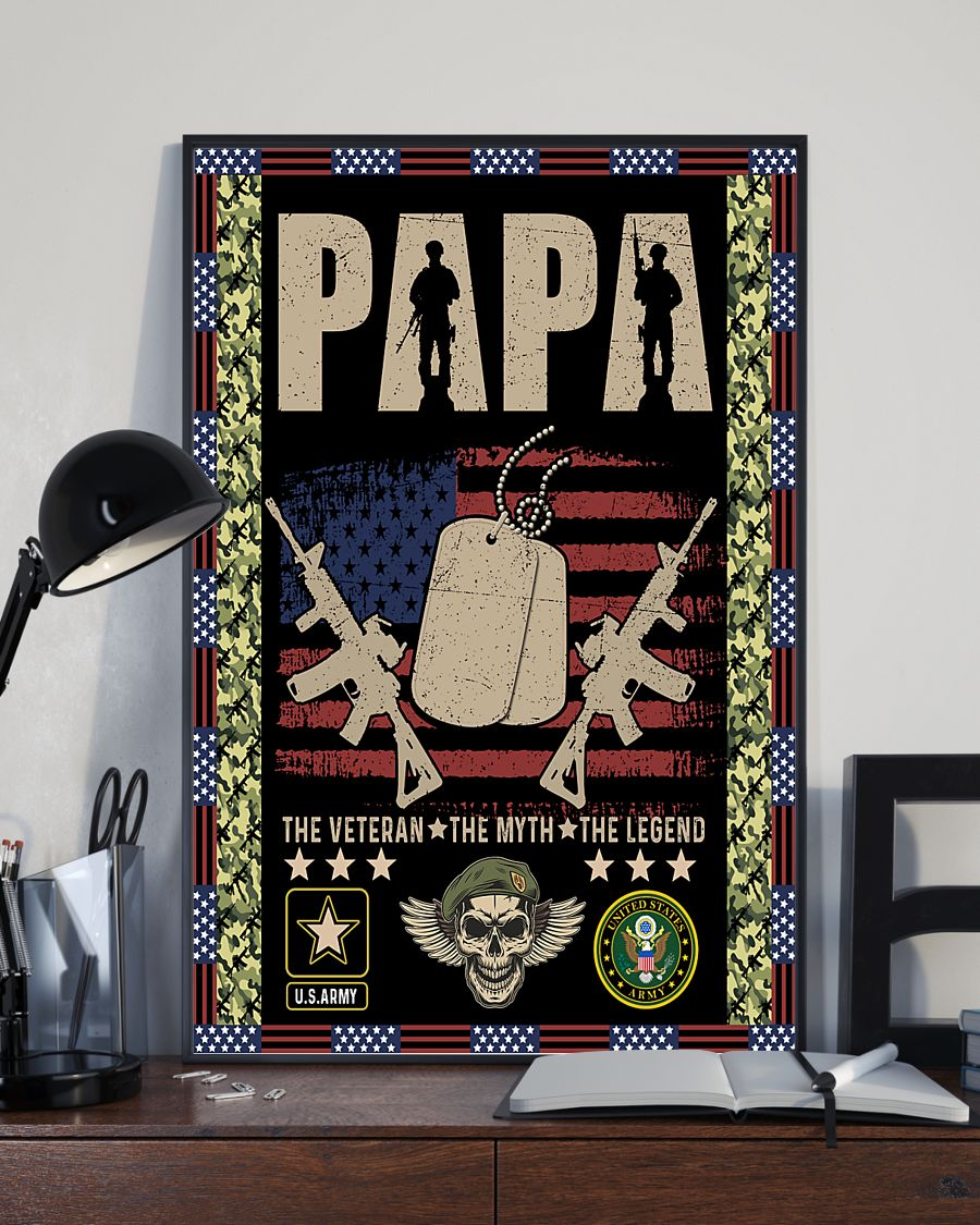 Papa Veteran Grandpa The Legend Canvas Prints Vintage Wall Art Gifts Vintage Home Wall Decor Canvas - Mostsuit