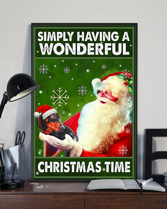 Dachshund Santa Claus Canvas Prints Simply Having A Wonderful Christmas Time Vintage Wall Art Gifts Vintage Home Wall Decor Canvas - Mostsuit