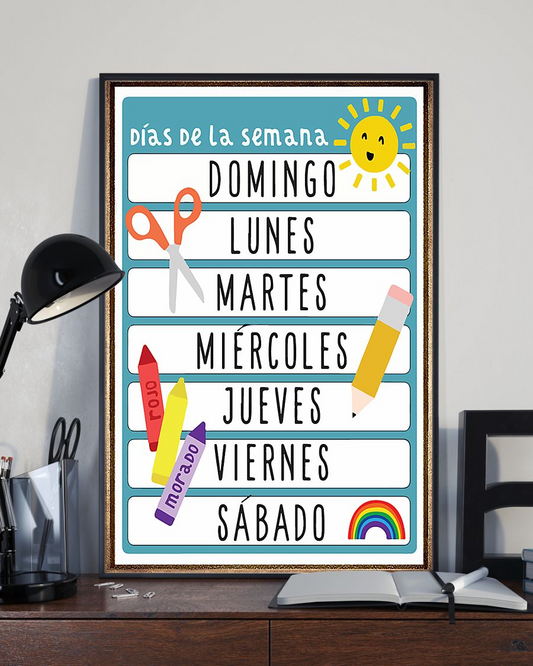 Dias De La Semana Classroom Teacher Canvas Prints Vintage Wall Art Gifts Vintage Home Wall Decor Canvas - Mostsuit