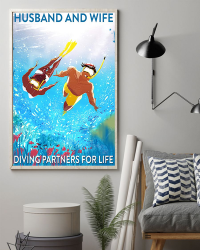 Diving Poster Husband And Wife Diving Partner For Life Vintage Room Home Decor Wall Art Gifts Idea - Mostsuit
