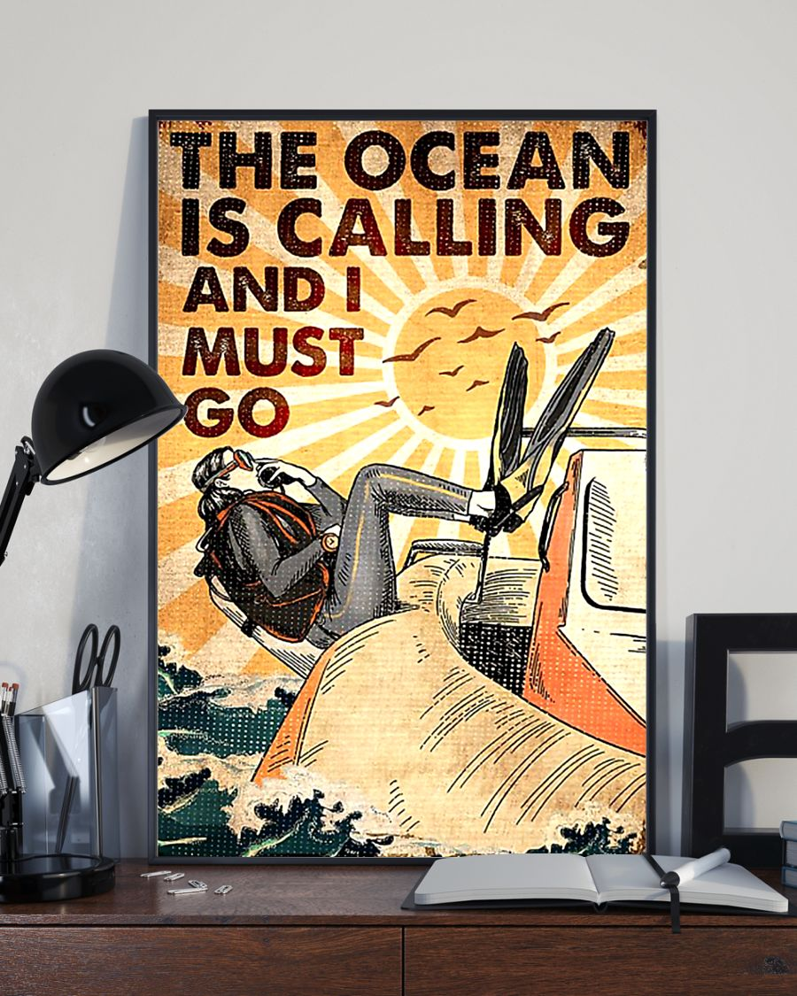 Scuba Diving Loves Canvas Prints The Ocean Is Calling And I Must Go Vintage Wall Art Gifts Vintage Home Wall Decor Canvas - Mostsuit