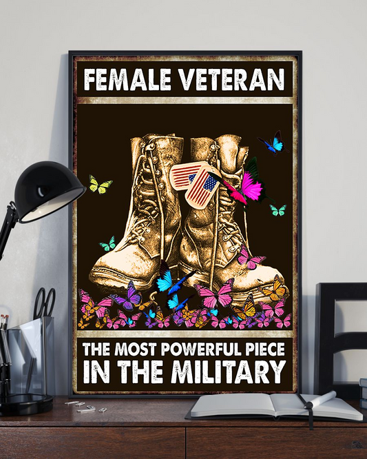 Female Veteran Poster The Most Powerful Piece In The Military Vintage Room Home Decor Wall Art Gifts Idea - Mostsuit