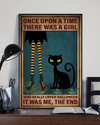 Witch Girl Black Cat Halloween Poster Once Upon A Time There Was A Girl Vintage Room Home Decor Wall Art Gifts Idea - Mostsuit