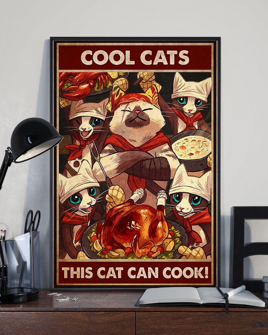 Cat Cooking Poster Cool Cats This Cat Can Cook Vintage Room Home Decor Wall Art Gifts Idea - Mostsuit