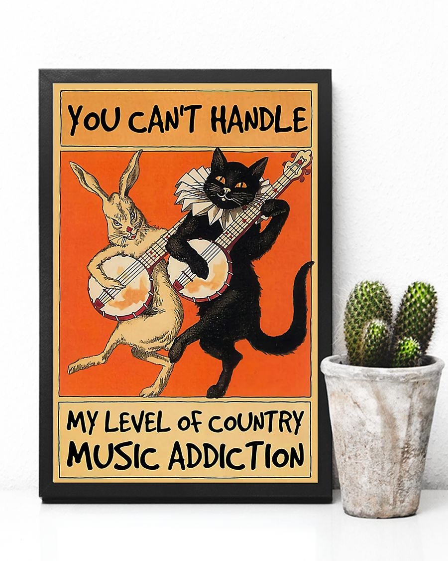 Rabbit Cat Music Addiction Poster You Can't Handle Vintage Room Home Decor Wall Art Gifts Idea - Mostsuit