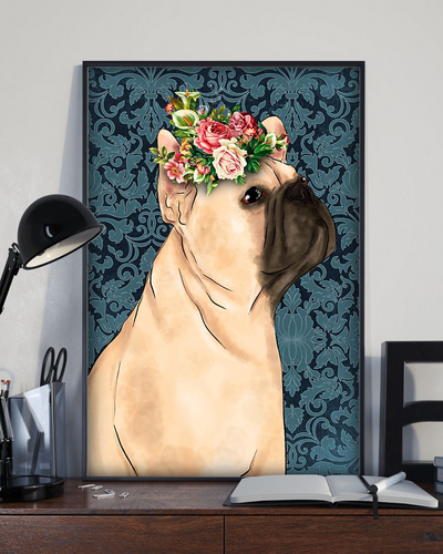Pug Flowers Canvas Prints Dog Loves Vintage Wall Art Gifts Vintage Home Wall Decor Canvas - Mostsuit