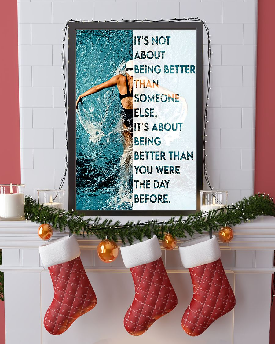 Swimming Loves Swimmers Canvas Prints Being Better Than You Were The Day Before Wall Art Gifts Vintage Home Wall Decor Canvas - Mostsuit
