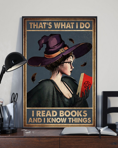 Witch Girl Canvas Prints That's What I Do I Read Books And I Know Things Vintage Wall Art Gifts Vintage Home Wall Decor Canvas - Mostsuit