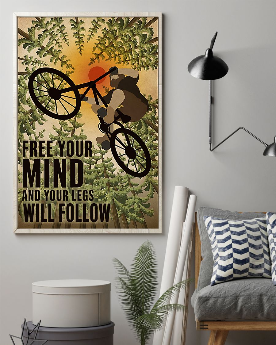 Mountain Biking Poster Free Your Mind And Your Legs Will Follow Vintage Room Home Decor Wall Art Gifts Idea - Mostsuit