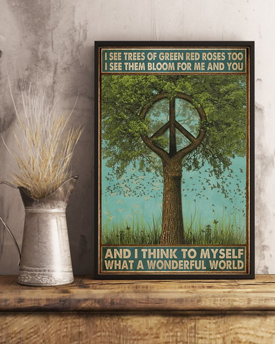 Peace Tree Poster And I Think To Myself What A Wonderful World Vintage Room Home Decor Wall Art Gifts Idea - Mostsuit
