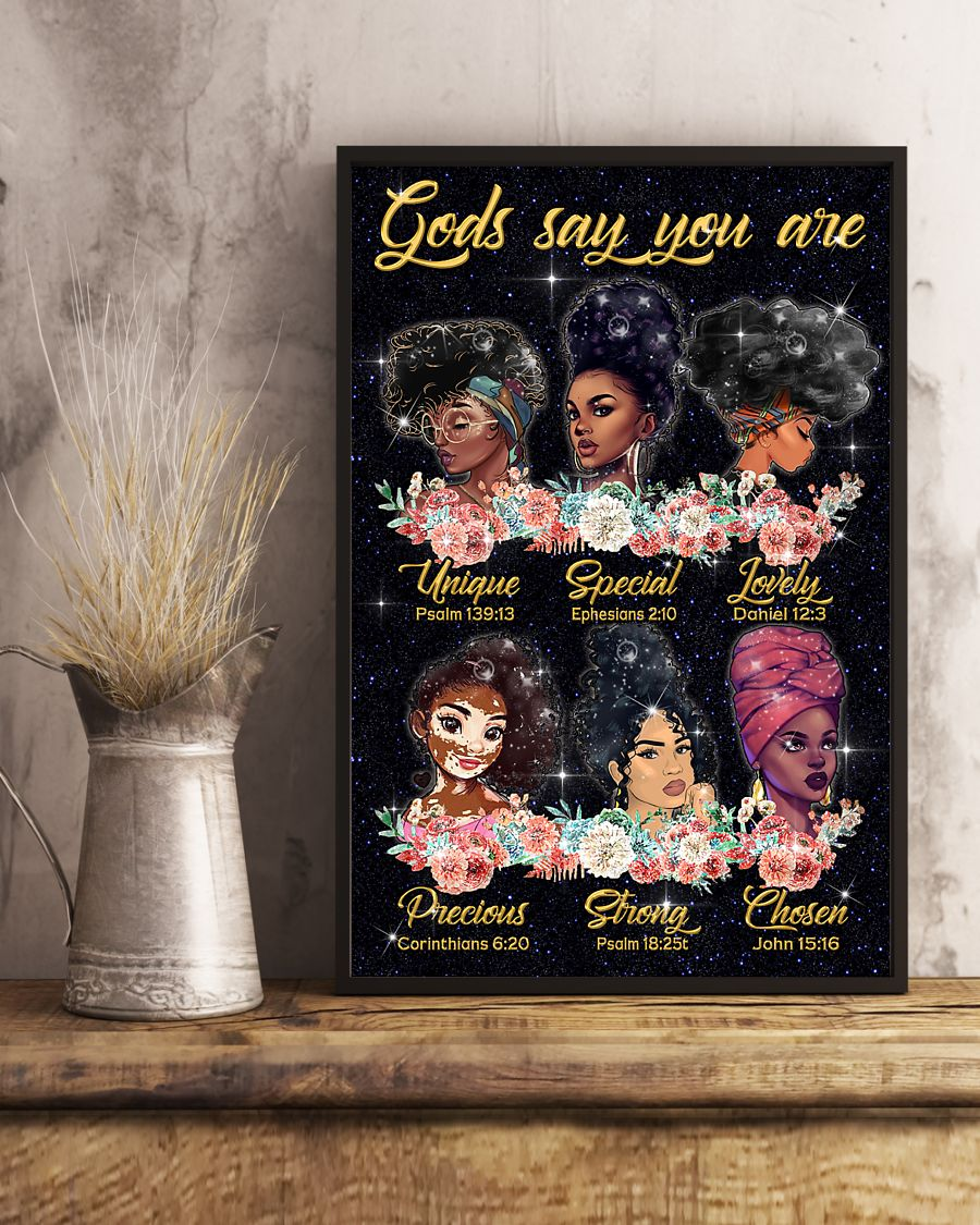Black Girl Afro Women Black Queen Pride Poster God Says You Are Vintage Room Home Decor Wall Art Gifts Idea - Mostsuit