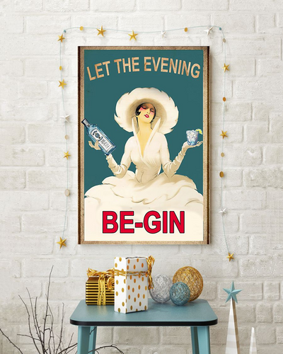 Gin And Tonic Wacholder Poster Let The Evening Begin Alcohol Wine Loves Vintage Room Home Decor Wall Art Gifts Idea - Mostsuit