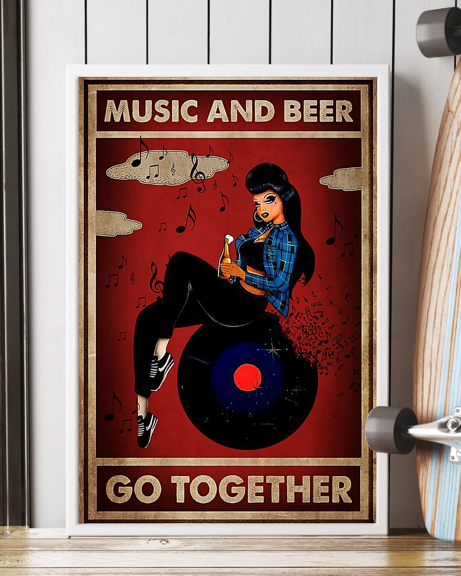 Girl Loves Music And Beer Go Together Canvas Prints Vintage Wall Art Gifts Vintage Home Wall Decor Canvas - Mostsuit