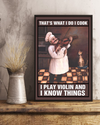 Chef Cat Violin Loves Poster That's What I Do I Cook I Play Violin Vintage Room Home Decor Wall Art Gifts Idea - Mostsuit