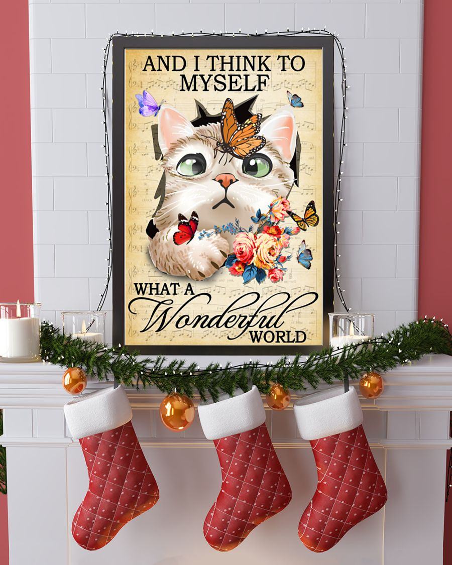 Cat Butterfly Canvas Prints I Think To Myself What A Wonderful World Vintage Wall Art Gifts Vintage Home Wall Decor Canvas - Mostsuit