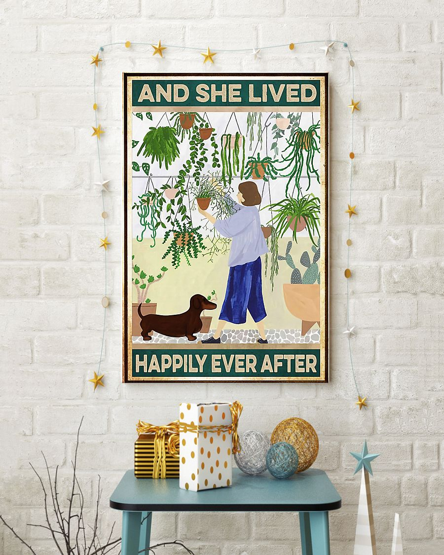 Gardening Girl Garden Dachshund Loves Poster She Lived Happily Ever After Vintage Room Home Decor Wall Art Gifts Idea - Mostsuit