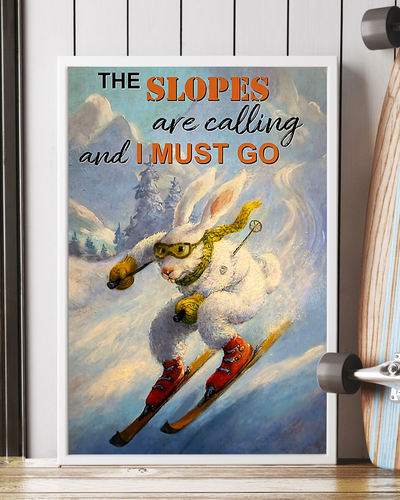 Rabbit Skiing Slopes Calling And I Must Go Canvas Prints Vintage Wall Art Gifts Vintage Home Wall Decor Canvas - Mostsuit