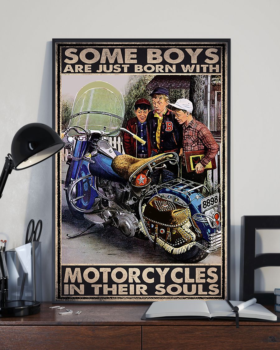 Biker Boys Motorcycle In Their Souls Canvas Prints Vintage Wall Art Gifts Vintage Home Wall Decor Canvas - Mostsuit